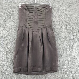 BCBGeneration Dress Womens Small Mini Gray Metallic Cocktail Corset Strapless